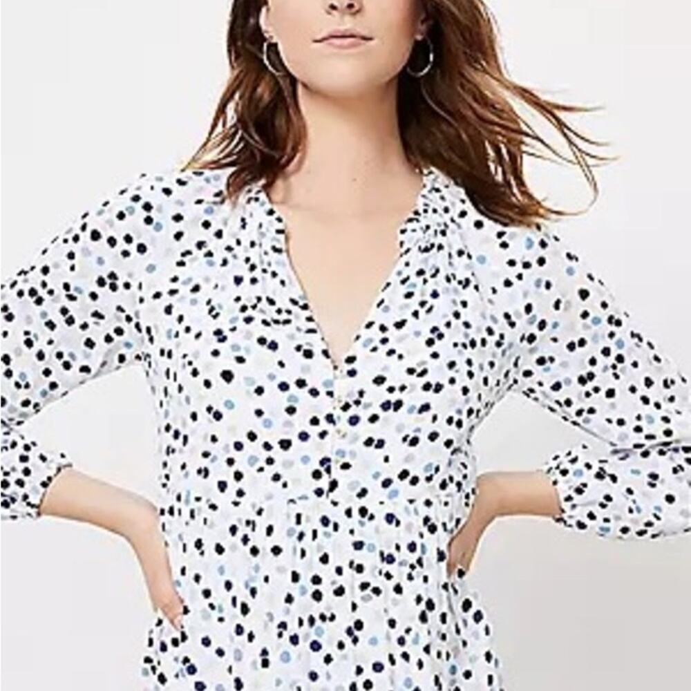 Loft Polka Dot Midi Dress XS